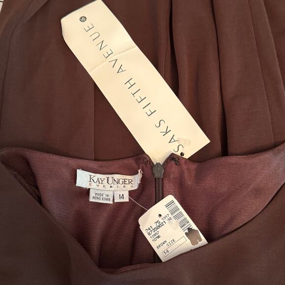 Kay Unger Size 14 Chocolate Brown Beaded Sleeveless Shift Dress - Picture 9 of 10